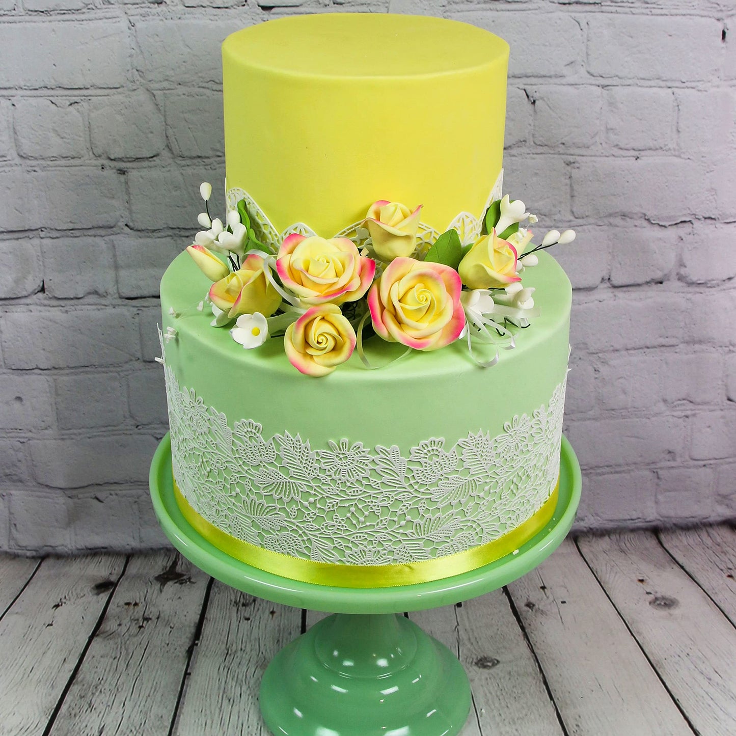Yellow Petite Rose Spray with Ribbon, 2 Count