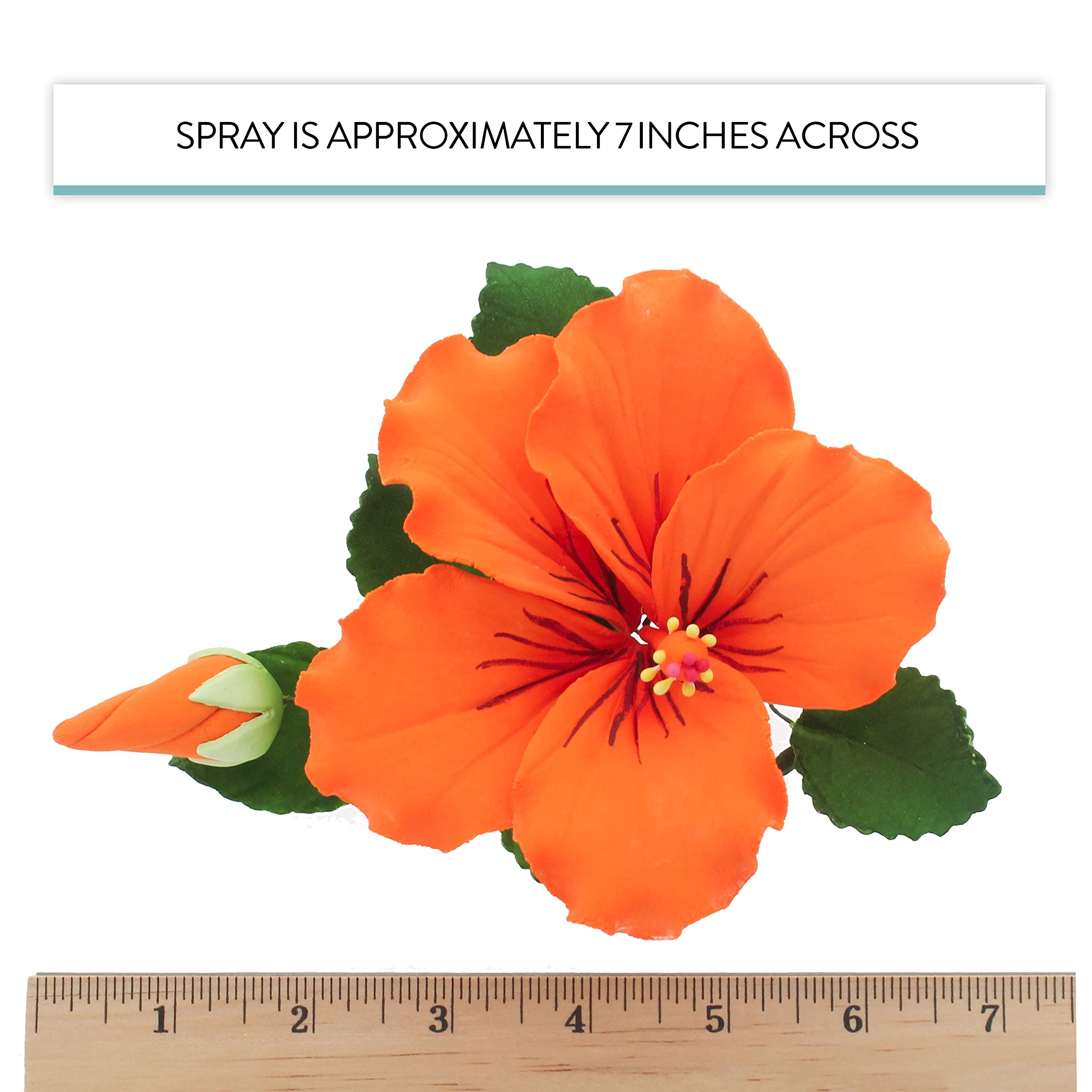 Tropical Hibiscus Sugar Cake Flower Spray by Global Sugar Art, Orange