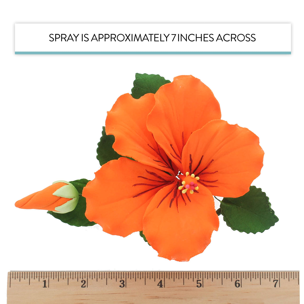 Tropical Hibiscus Sugar Cake Flower Spray by Global Sugar Art, Orange