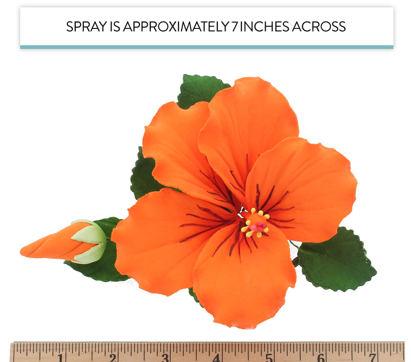 Tropical Hibiscus Sugar Cake Flower Spray by Global Sugar Art, Orange
