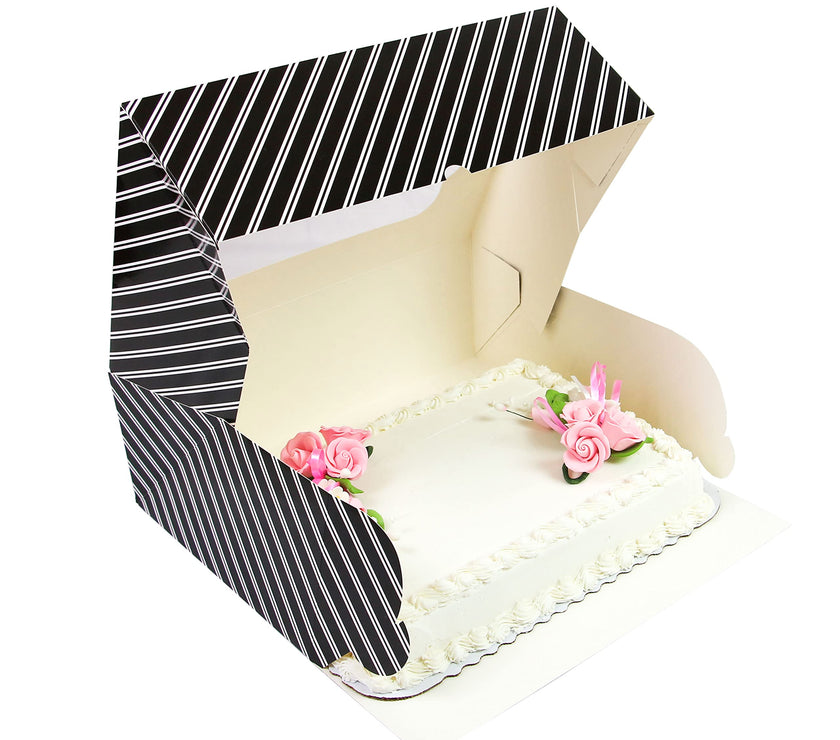 Global Sugar Art Quarter Sheet Cake & Cupcake Box with Window and Cupcake Insert, Auto-Popup, 14 x 10 x 4 Inches, 5 Count