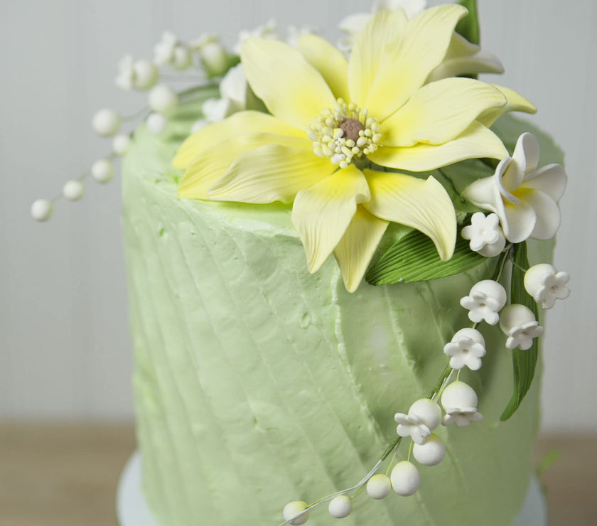 Lily of the Valley Sugar Cake Flower Spray with Leaves, by Global Sugar Art, White