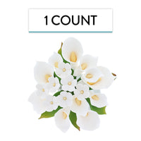 Wedding Cake Topper, White Calla Lily and Blossom Bouquet, by Global Sugar Art