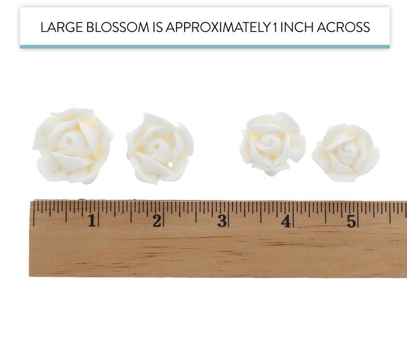 Edible Royal Icing Roses, Two Dozen Roses for Cupcake Decorating, by Global Sugar Art, White Rose Set