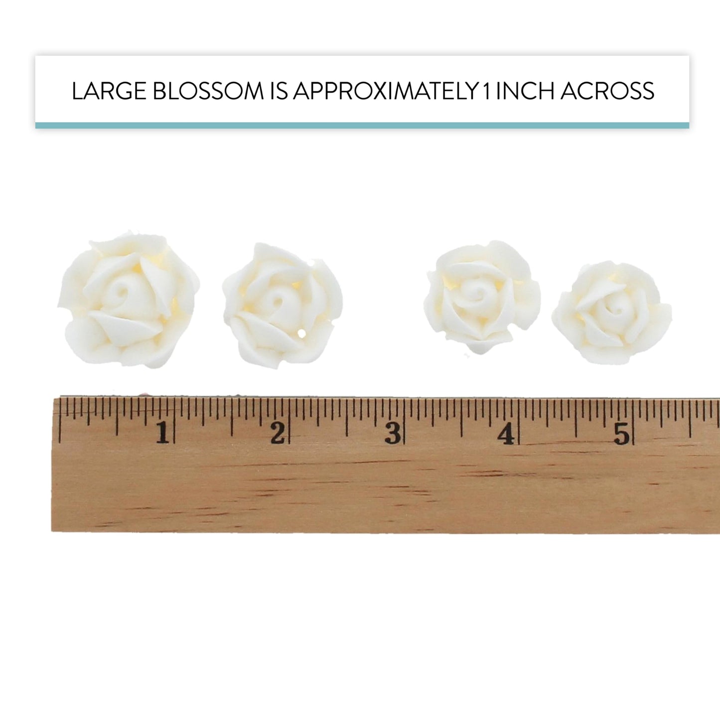 Tiny White Rose Toppers, Assorted Sizes, 24 Count