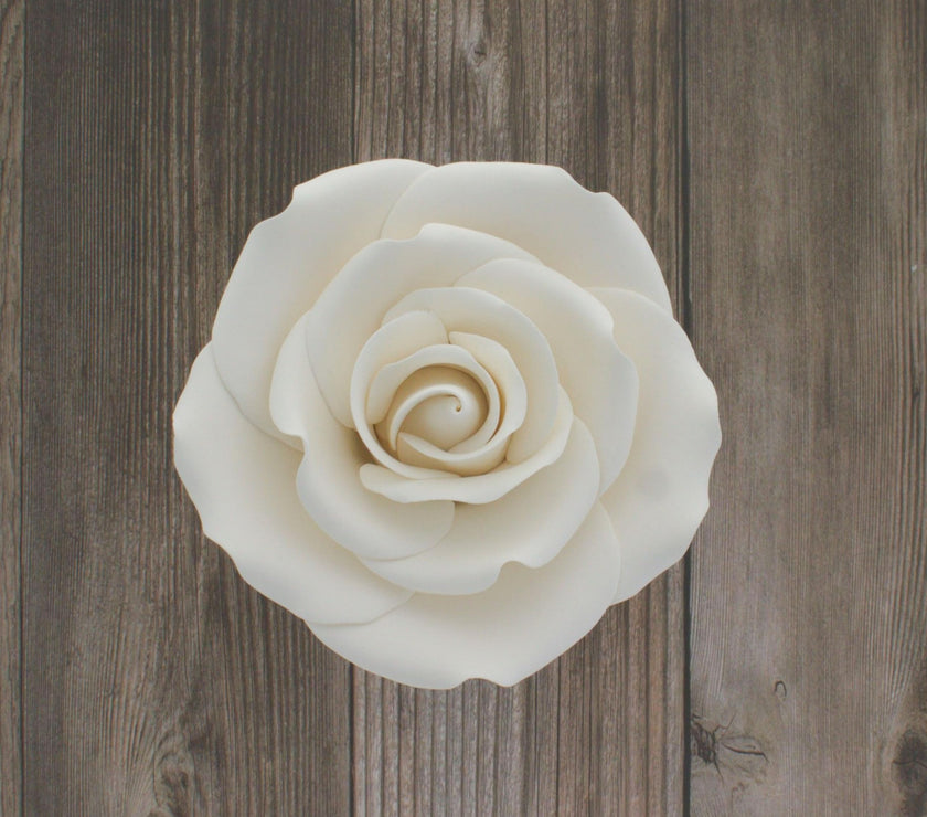 Jumbo Rose Sugar Cake Flowers by Global Sugar Art, White