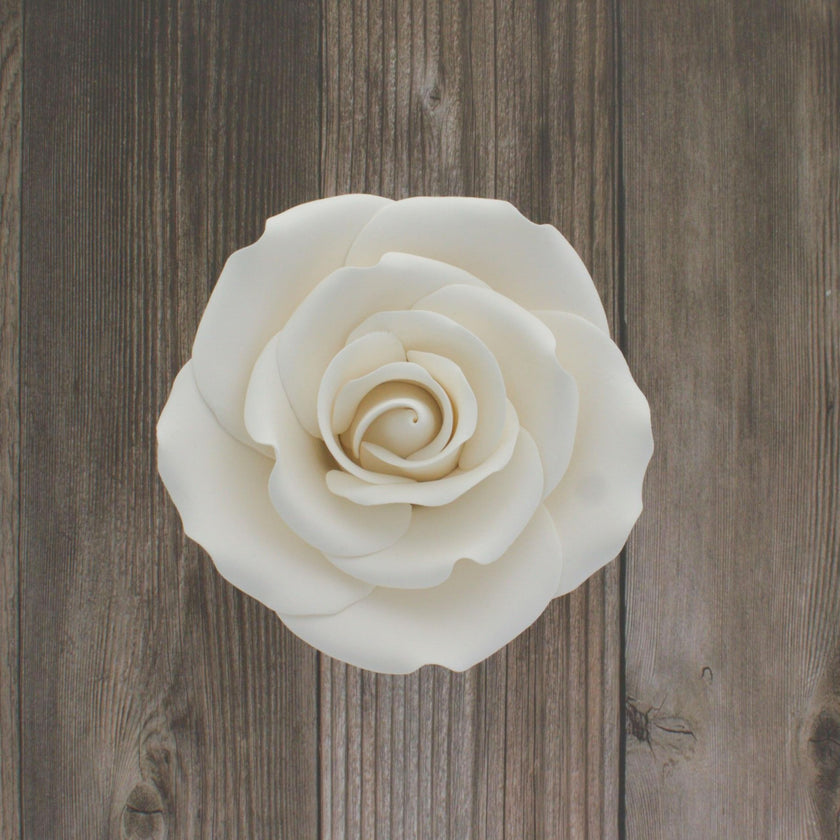 Jumbo Rose Sugar Cake Flowers by Global Sugar Art, White