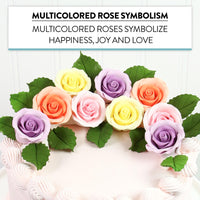 Premium Roses for Decorating Cakes and Cupcakes, by Global Sugar Art, Medium, Lavender Pink Yellow Peach