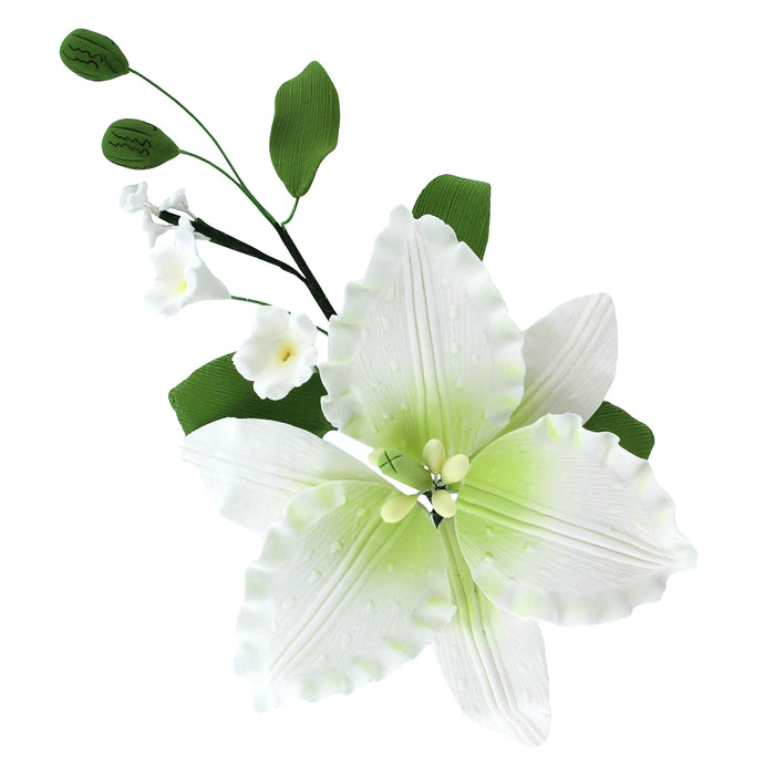 Sugar Lilies, Lily Flower Sprays, Cake Toppers by Global Sugar Art, White Casablanca Easter Lily Spray
