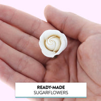 Rebecca Roses, Gum Paste Flowers for Cakes, by Global Sugar Art, White, Small