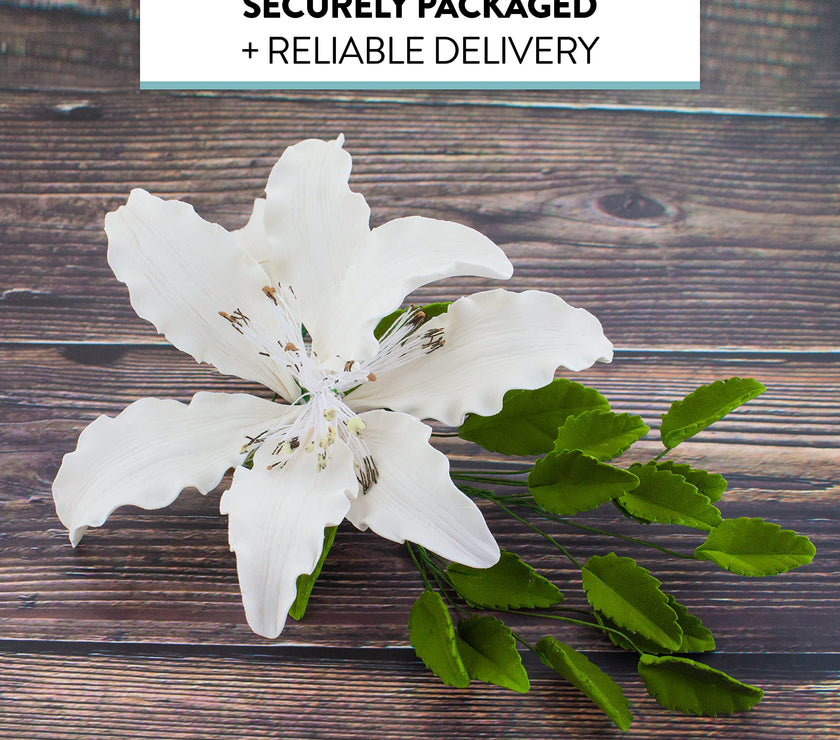 Sugar Lilies, Lily Flower Sprays, Cake Toppers by Global Sugar Art, White Shrine Lily Spray