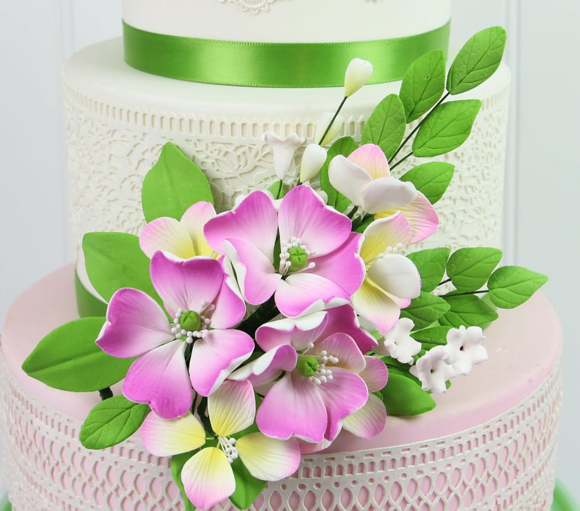 Impatiens Sugar Cake Flower Spray, by Global Sugar Art, Pink, 1 Count