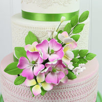 Impatiens Sugar Cake Flower Spray, by Global Sugar Art, Pink, 1 Count