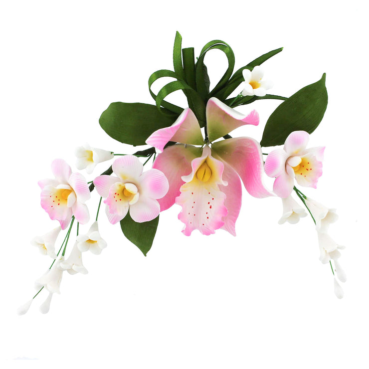 Orchid Sugar Cake Flower Sprays, Pink Cymbidium Orchid Spray, by Global Sugar Art