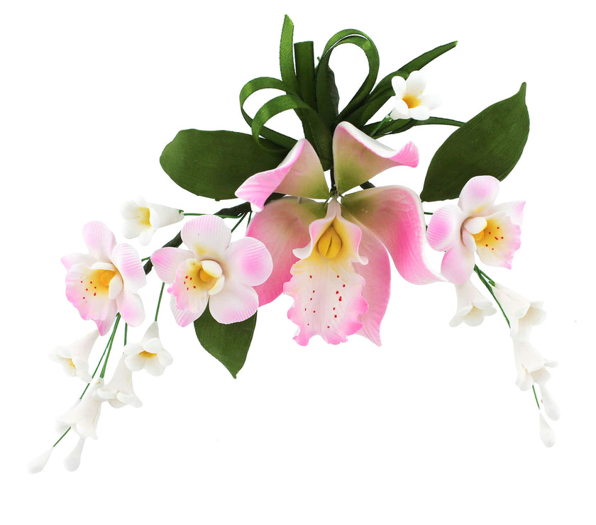 Orchid Sugar Cake Flower Sprays, Pink Cymbidium Orchid Spray, by Global Sugar Art