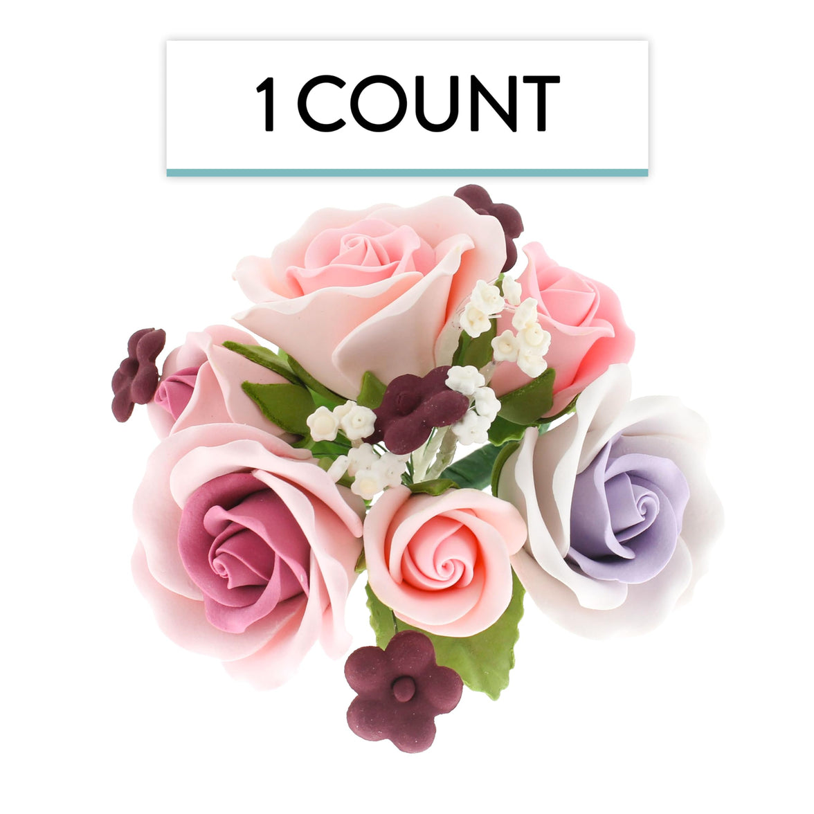 Rose Bouquet Cake Decoration, Elegant Garden Rose Cake Topper, by Global Sugar Art, Pink and Lavender