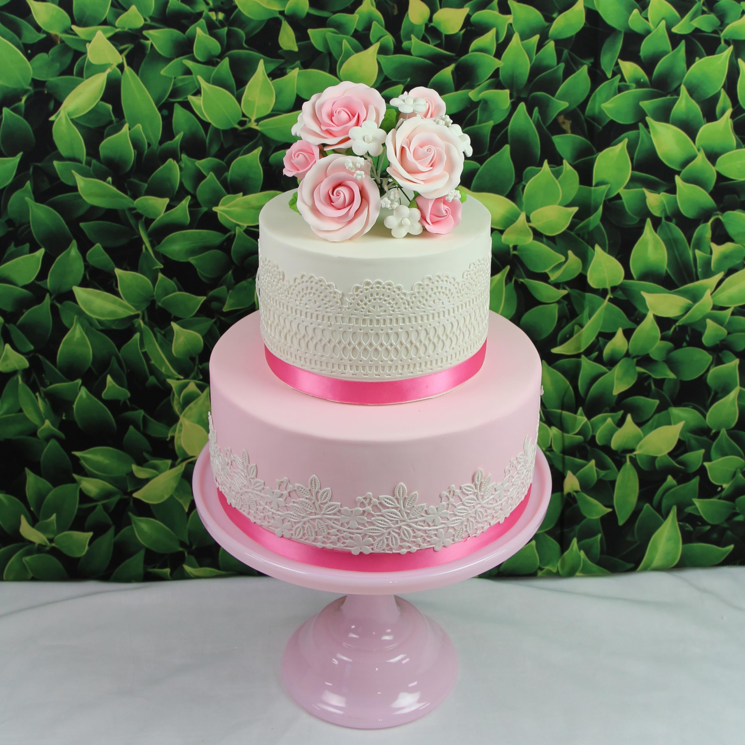 Rose Bouquet Cake Decoration, Elegant Garden Rose Cake Topper, by Global Sugar Art, Pink