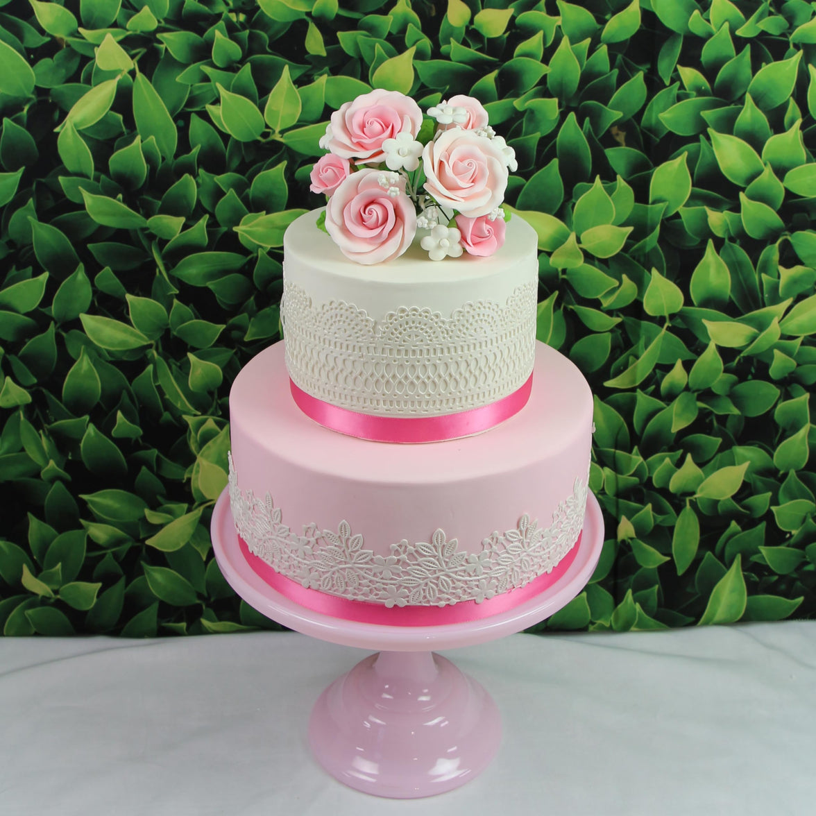 Rose Bouquet Cake Decoration, Elegant Garden Rose Cake Topper, by Global Sugar Art, Pink