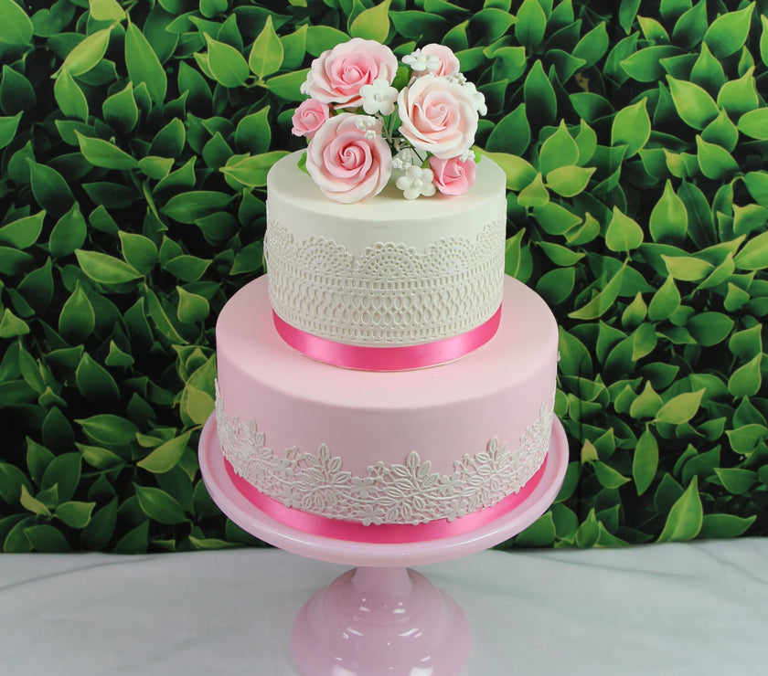 Rose Bouquet Cake Decoration, Elegant Garden Rose Cake Topper, by Global Sugar Art, Pink