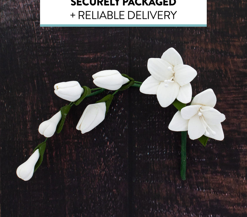 Freesia Sugar Cake Flower Filler Spray, by Global Sugar Art, White, 3 Count