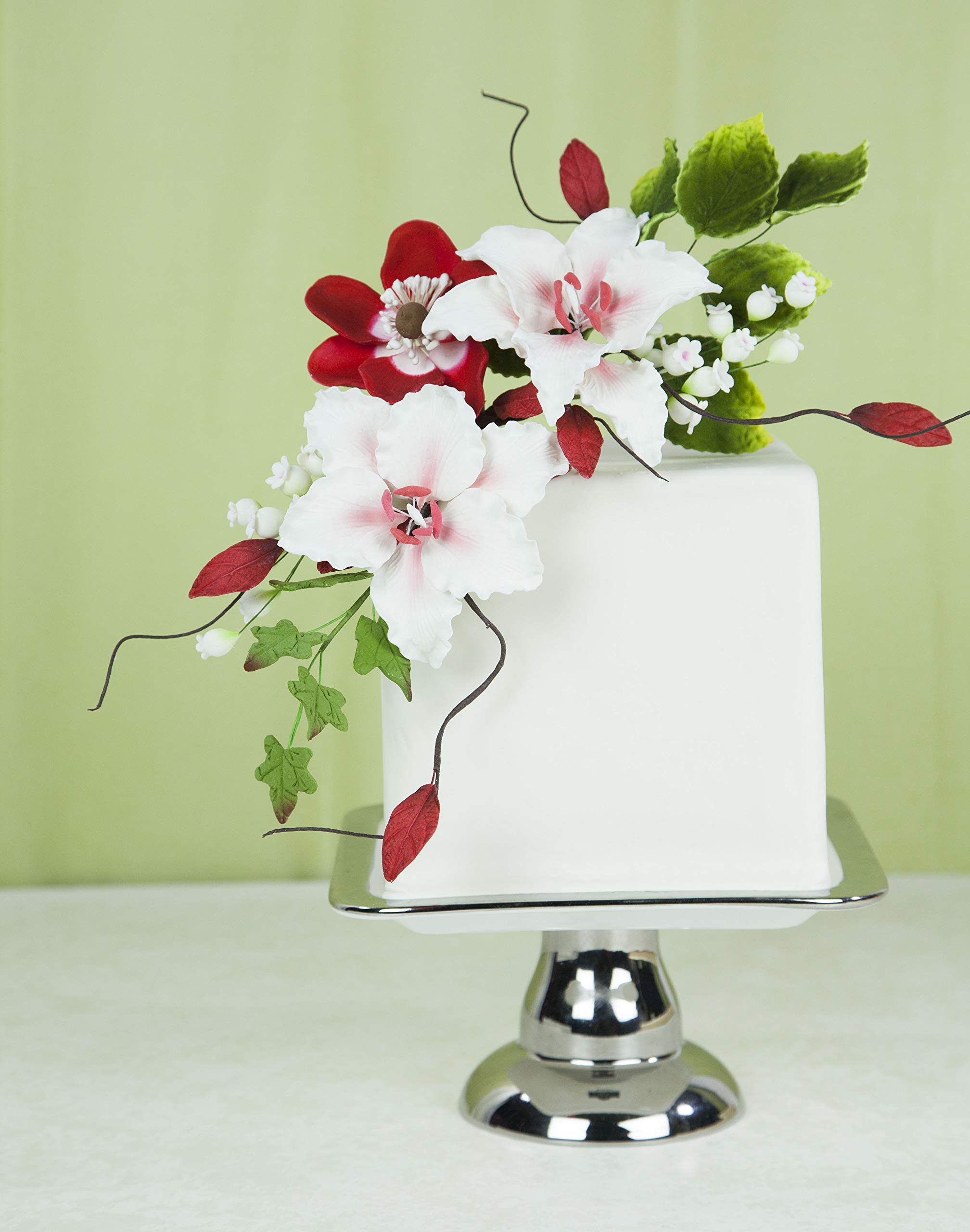 Lily of the Valley Sugar Cake Flower Spray with Leaves, by Global Sugar Art, White