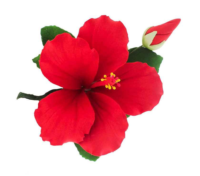 Tropical Hibiscus Sugar Cake Flower Spray by Global Sugar Art, Red