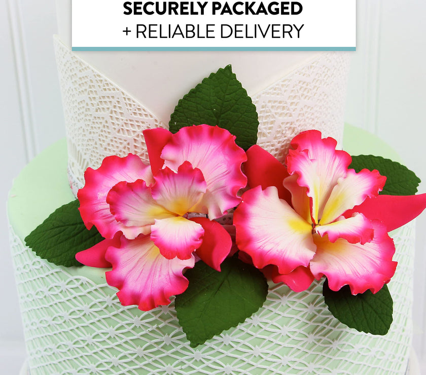 Dutch Iris Sugar Cake Flower, Cake Topper by Global Sugar Art, Pink