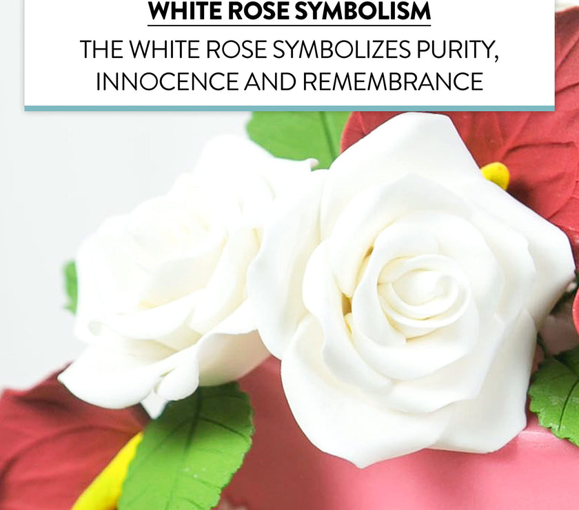 Shrub Rose Sugar Flowers for Cakes, by Global Sugar Art, Large, White