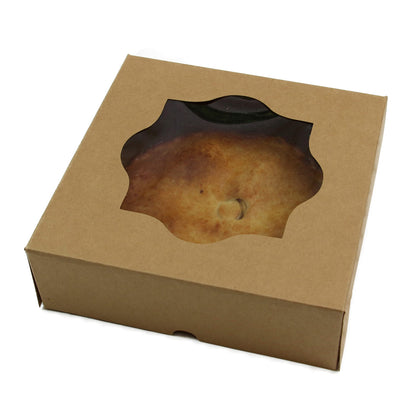 10 x 10 x 3 Inch Kraft Pastry Boxes with Windows, Natural Brown