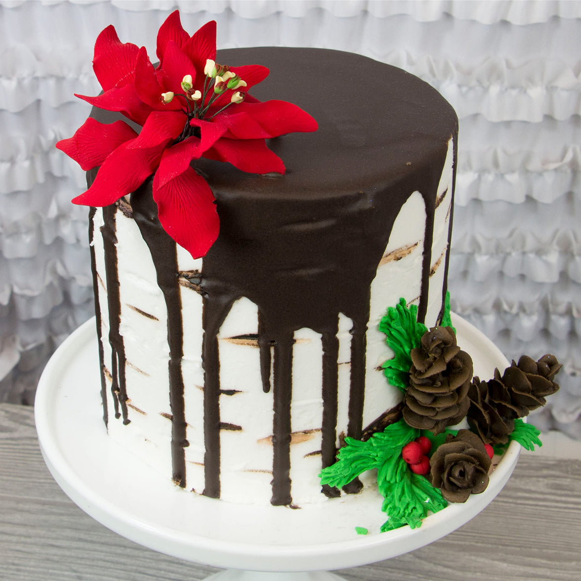 Christmas Poinsettia Sugar Flowers for Cakes, by Global Sugar Art, Large Poinsettia