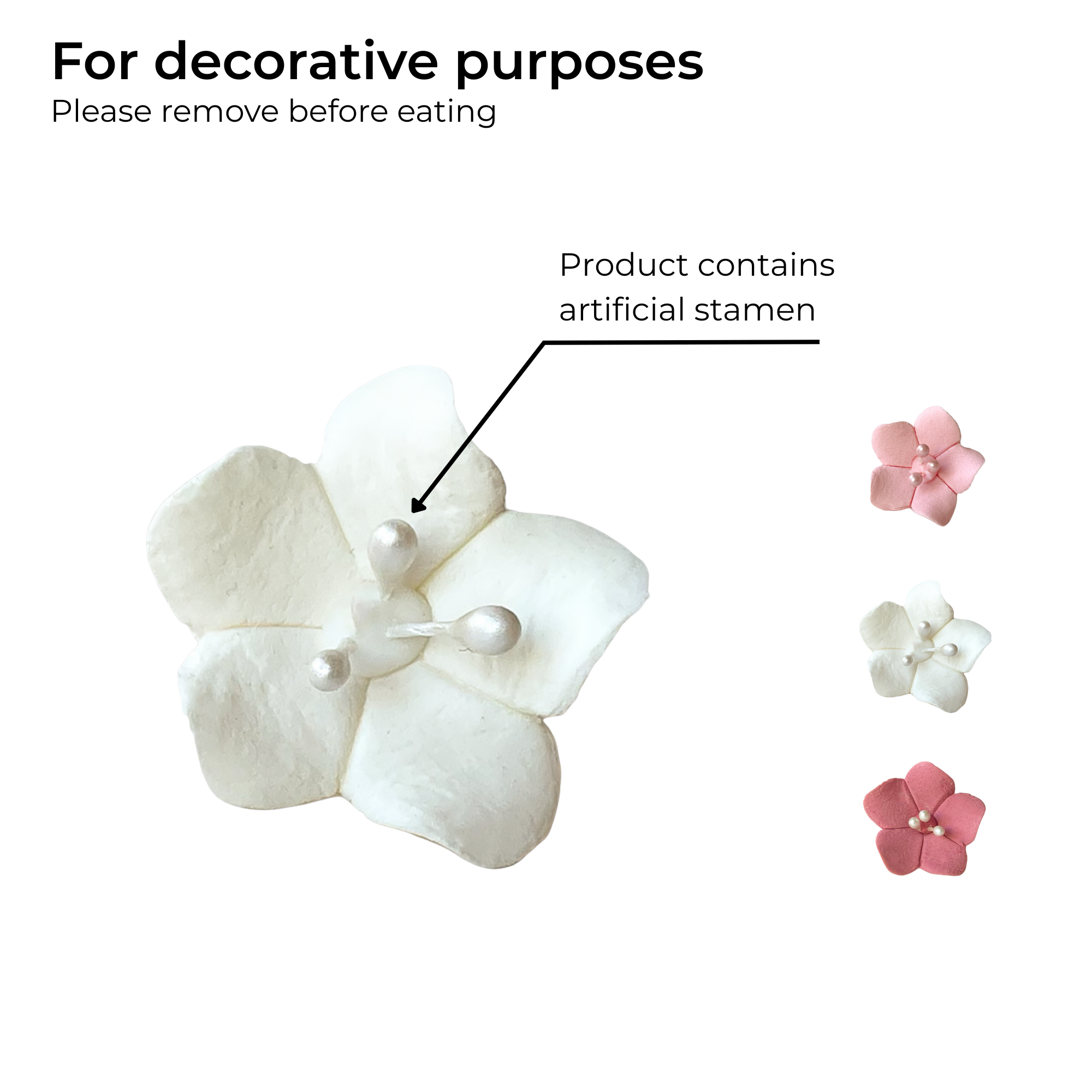 Global Sugar Art Blossom Sugar Wedding Cake Flowers with Pearl Stamens, White, by Chef Alan Tetreault