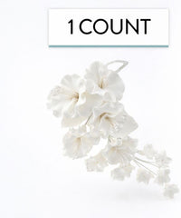 Flower Blossom Spray, Gum Paste Sugar Flowers for Cake Decorating, White Cherry Blossoms with Leaves