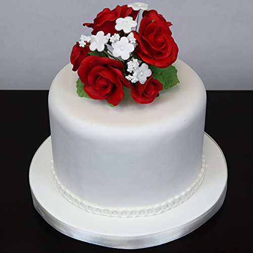 Rose Bouquet Cake Decoration, Elegant Garden Rose Cake Topper, by Global Sugar Art, Red