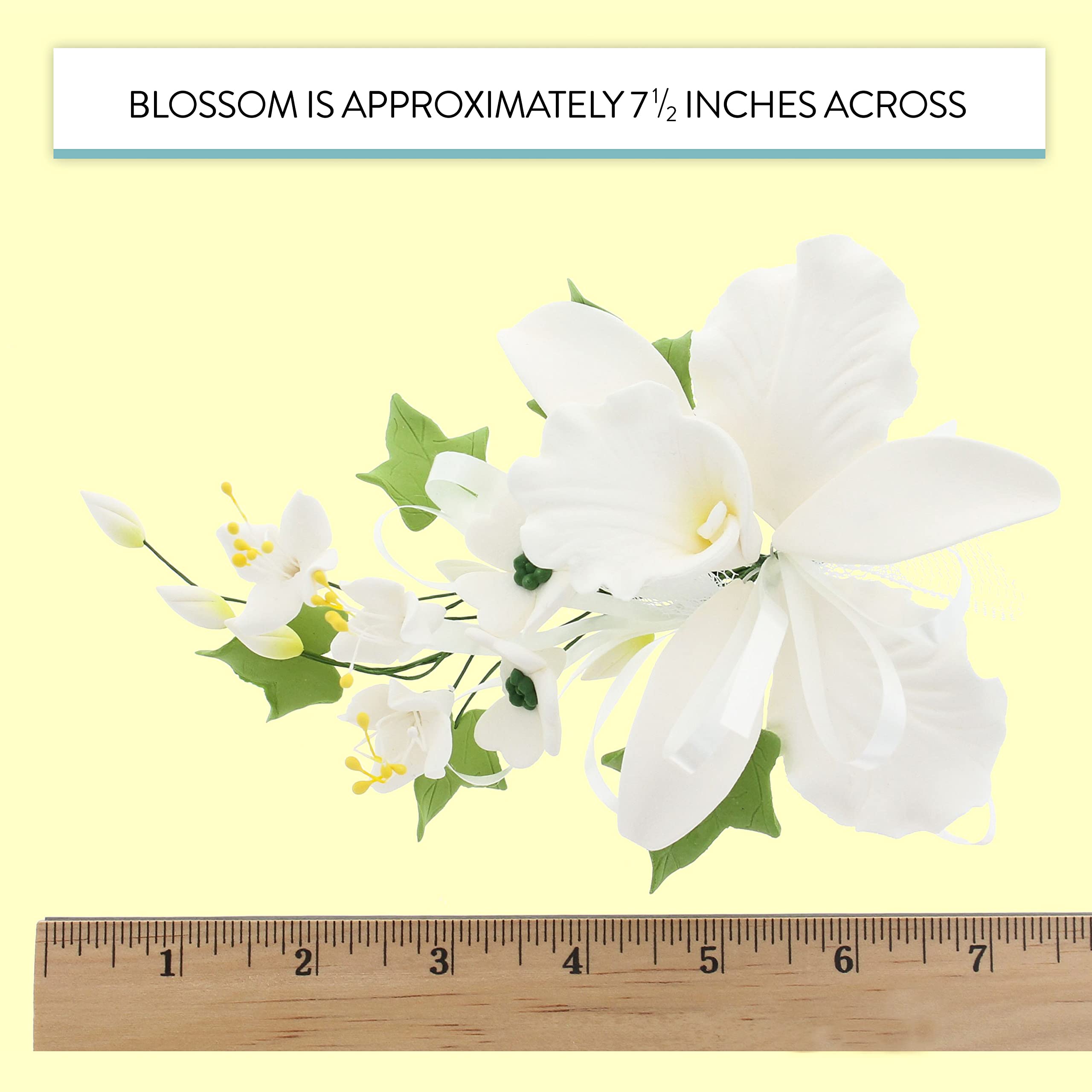 Orchid Sugar Cake Flower Sprays, White Cattleya Orchid Spray, by Global Sugar Art