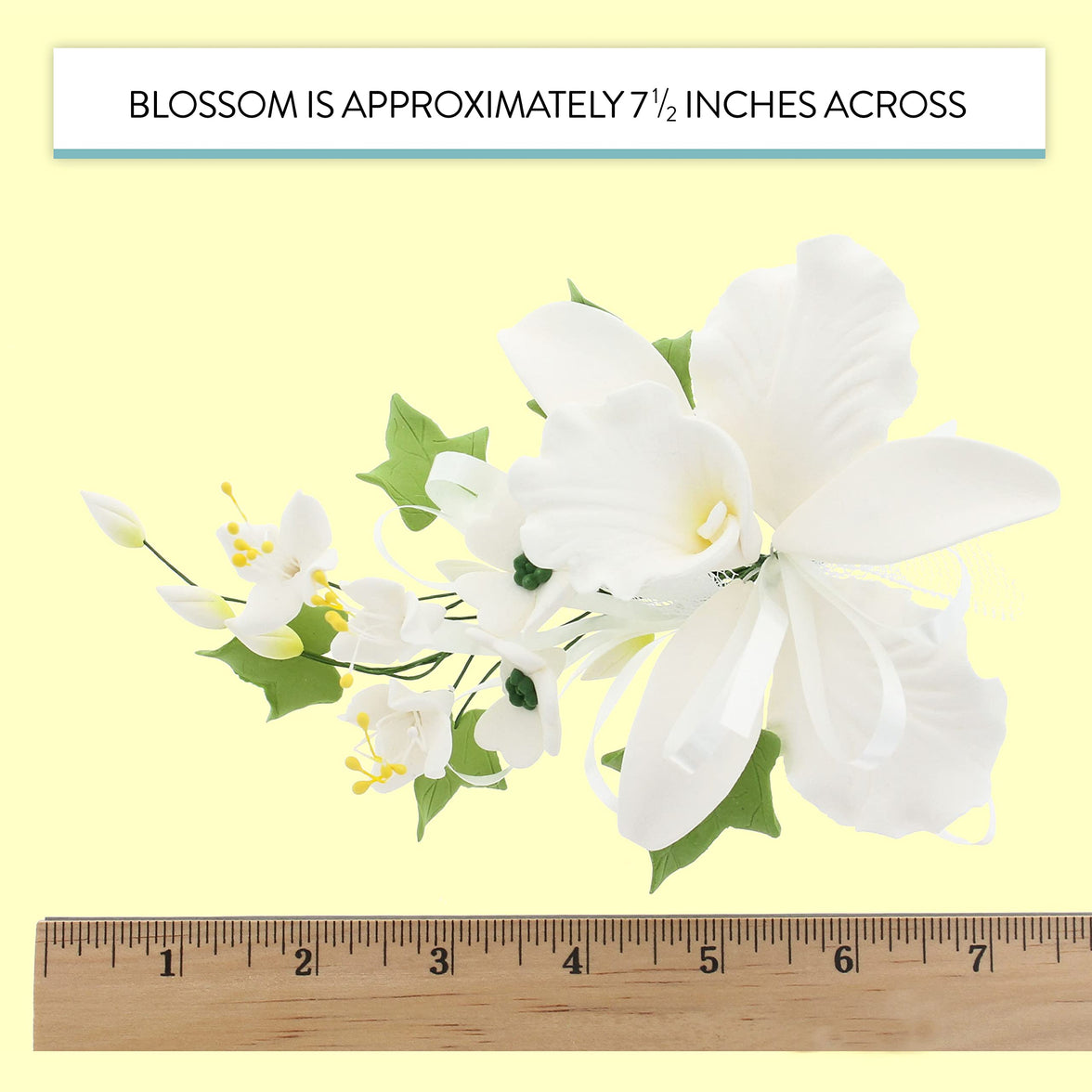 Orchid Sugar Cake Flower Sprays, White Cattleya Orchid Spray, by Global Sugar Art