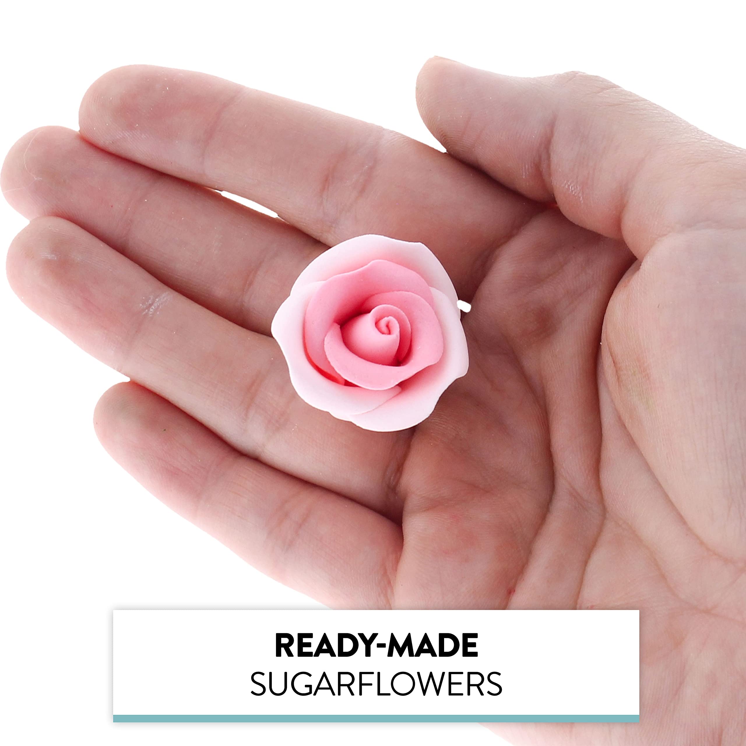 Shrub Rose Sugar Flowers for Cakes, by Global Sugar Art, Small, Pink