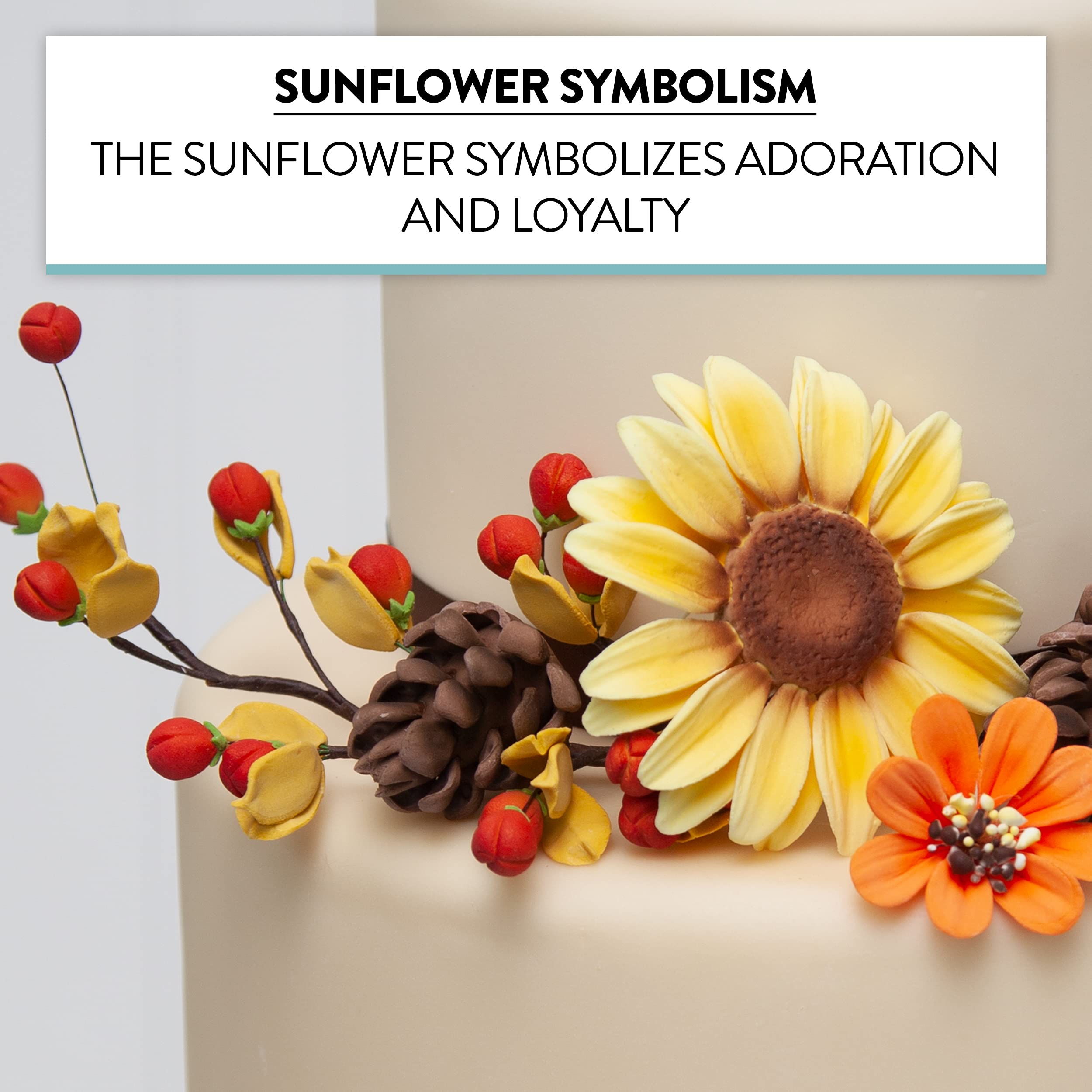 Sunflower Sugar Flowers for Cake Decorating, Fall Collection, by Global Sugar Art