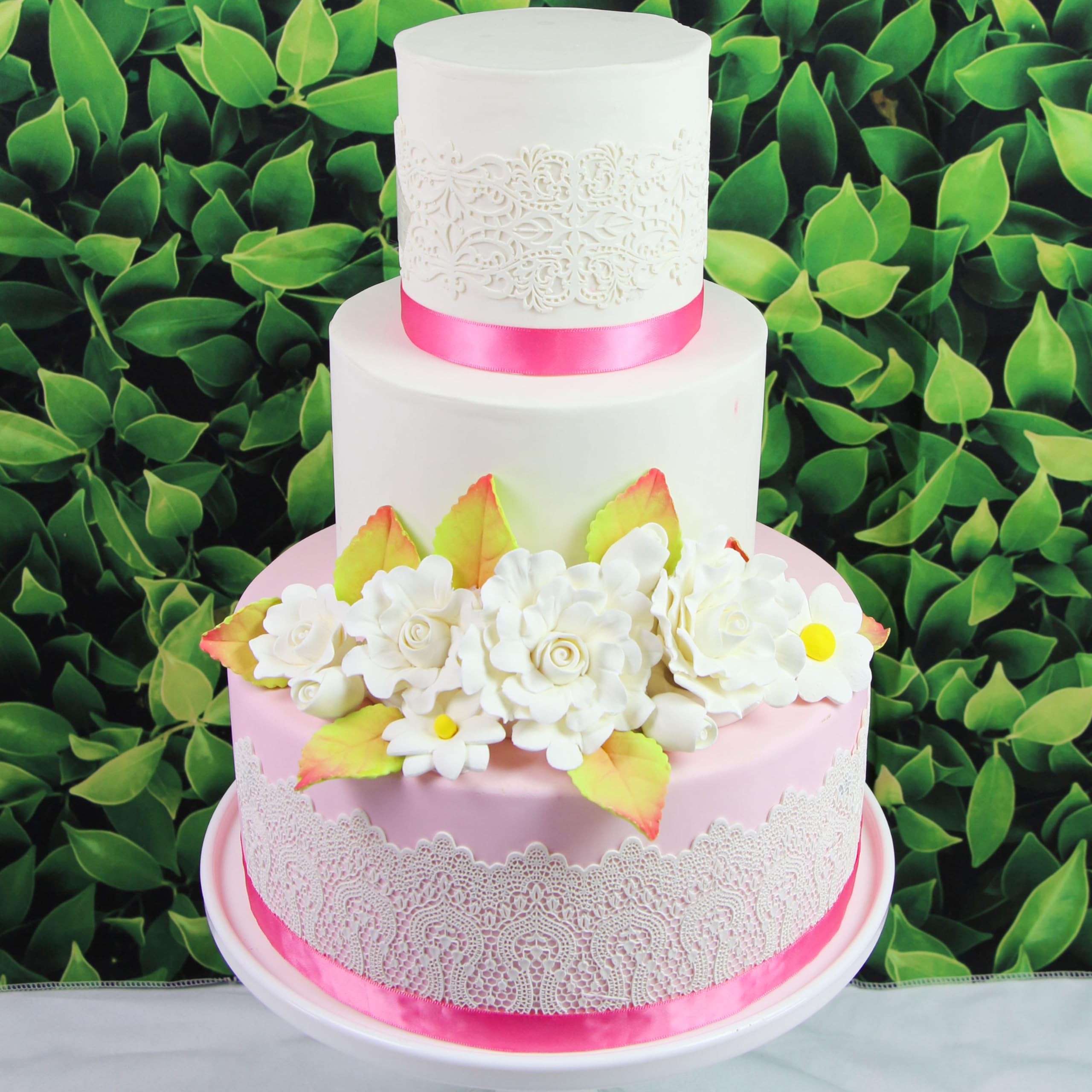 Ruffled Rose and Blossom Set, Sugar Flowers for Cakes, by Global Sugar Art, White