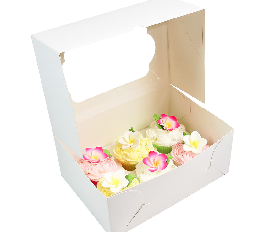 Global Sugar Art Auto-Popup Cupcake Box Muffin Box with Insert and Window, 10 x 7 x 4 Inches