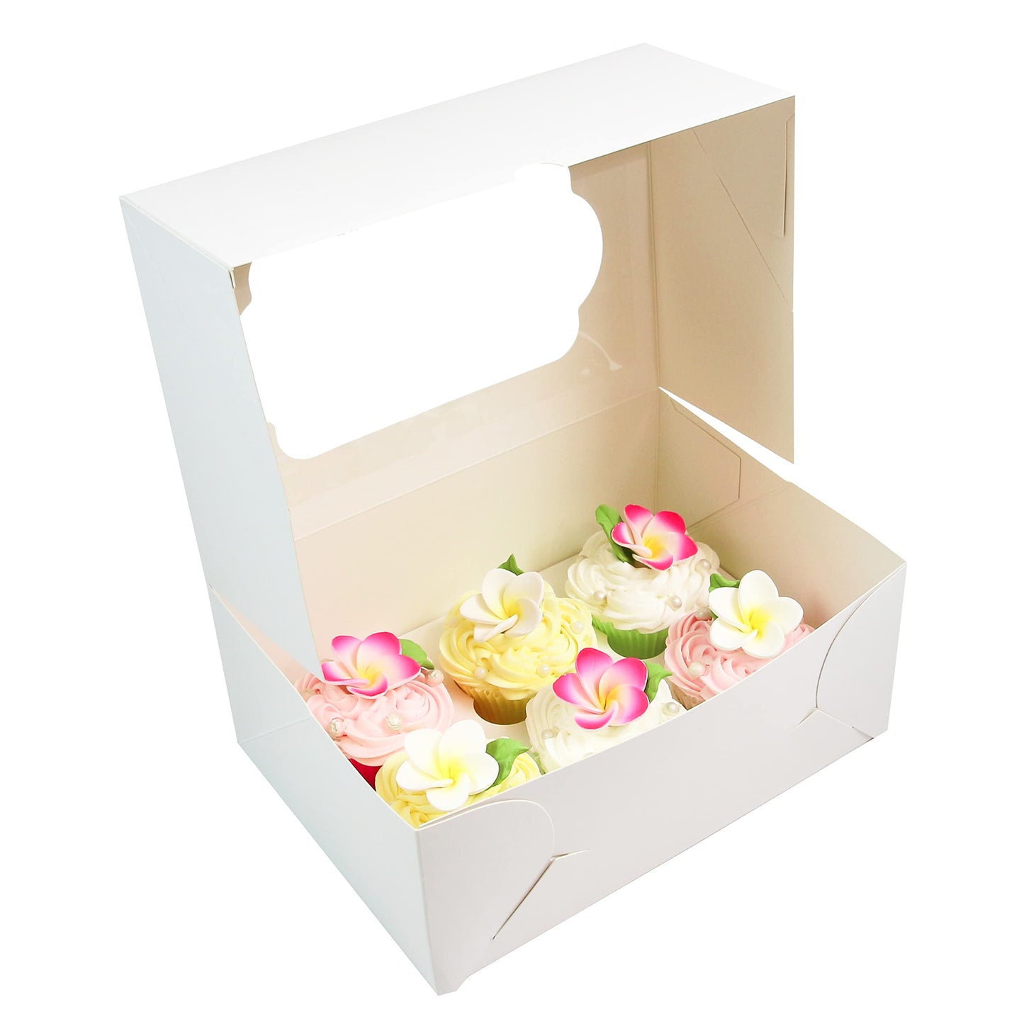 10 x 7 x 4 Inch Cupcake Box Muffin Box with Insert and Window