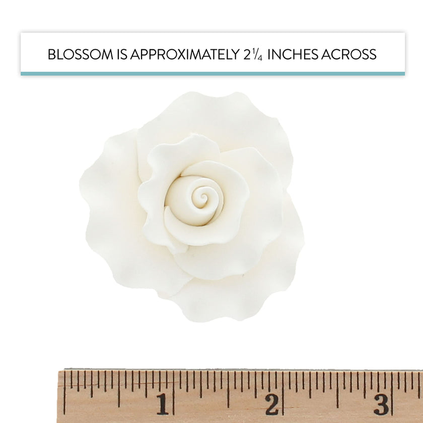 Aussie Roses, White Cake Toppers by Global Sugar Art, White, 8 Count