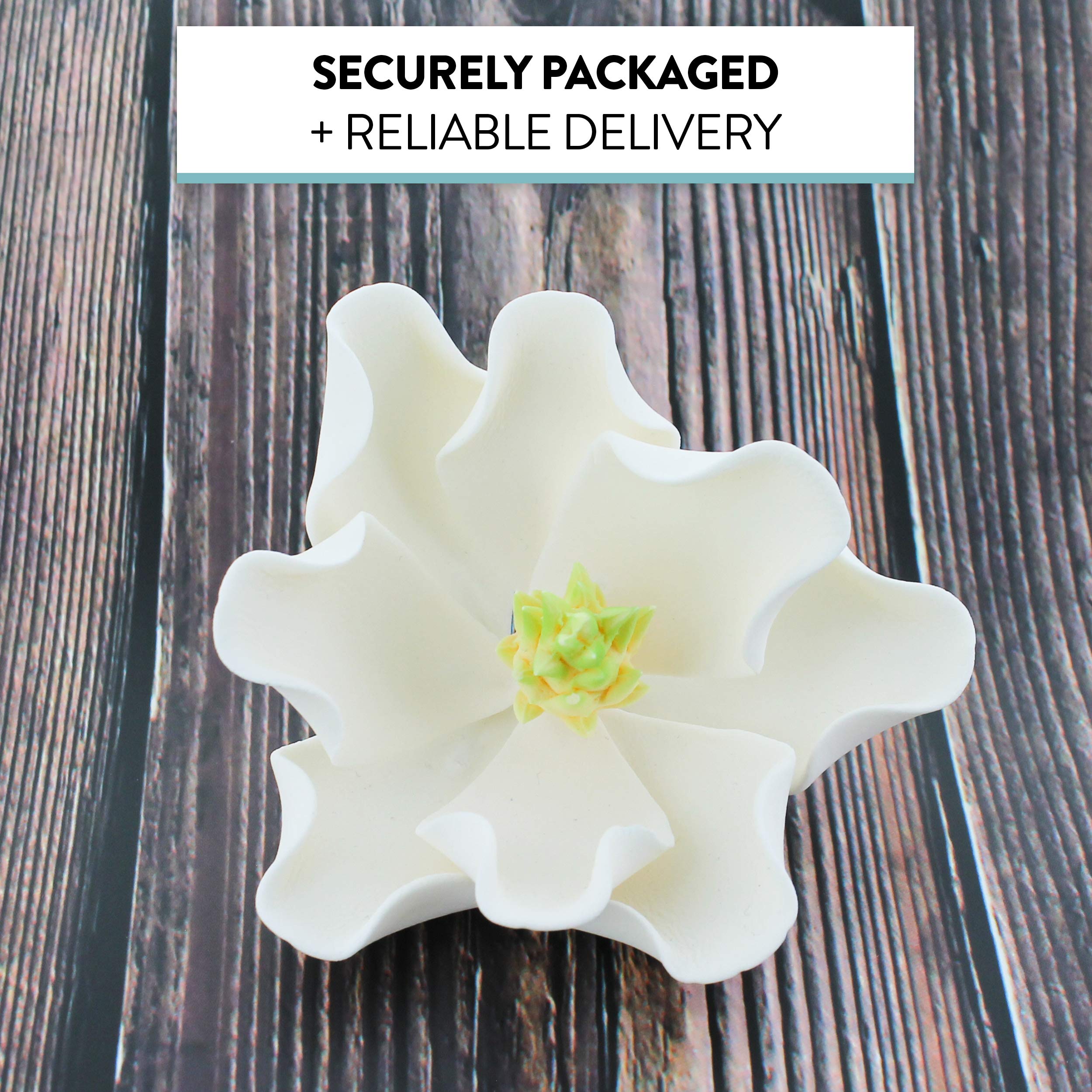 Magnolia Blossom Sugar Cake Flowers by Global Sugar Art, White, Large, 3 Count