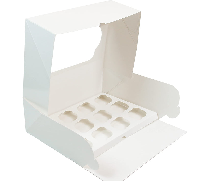 Extra Deep Quarter Sheet Cupcake Box with Insert and Window, Auto-Popup, 14 x 10 x 5 Inches