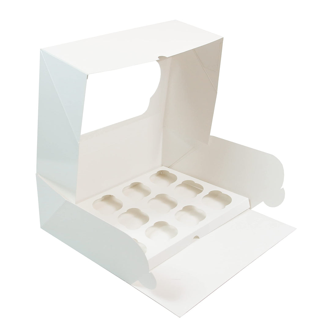 Extra Deep Quarter Sheet Cupcake Box with Insert and Window, Auto-Popup, 14 x 10 x 5 Inches