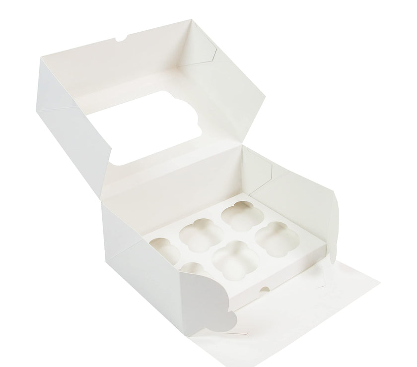 Global Sugar Art Auto-Popup Cupcake Box Muffin Box with Insert and Window, 10 x 7 x 4 Inches