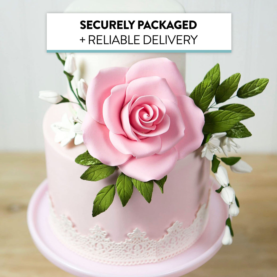 Jumbo Rose Sugar Cake Flowers by Global Sugar Art, Pink