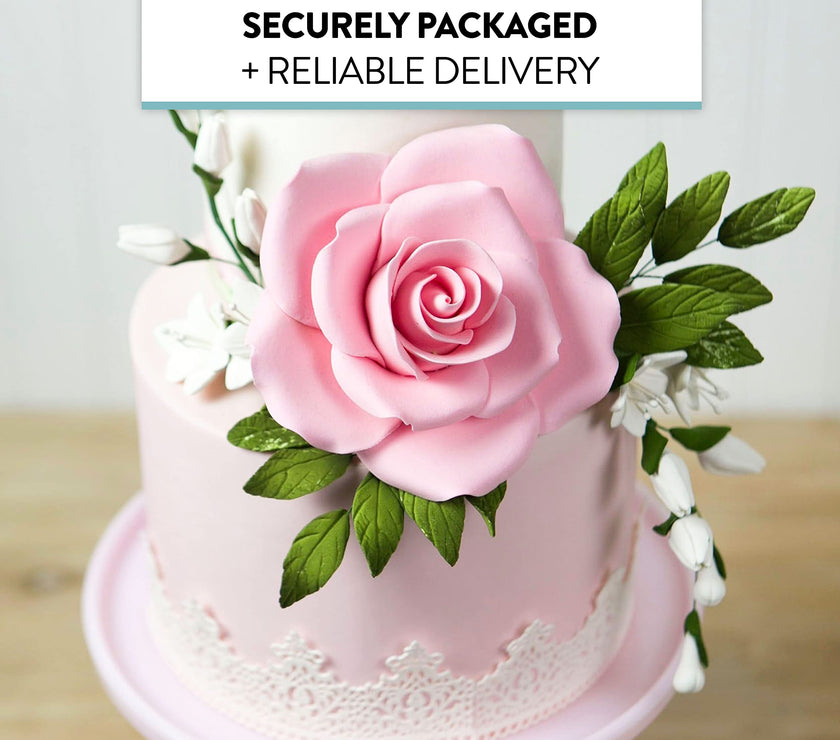 Jumbo Rose Sugar Cake Flowers by Global Sugar Art, Pink