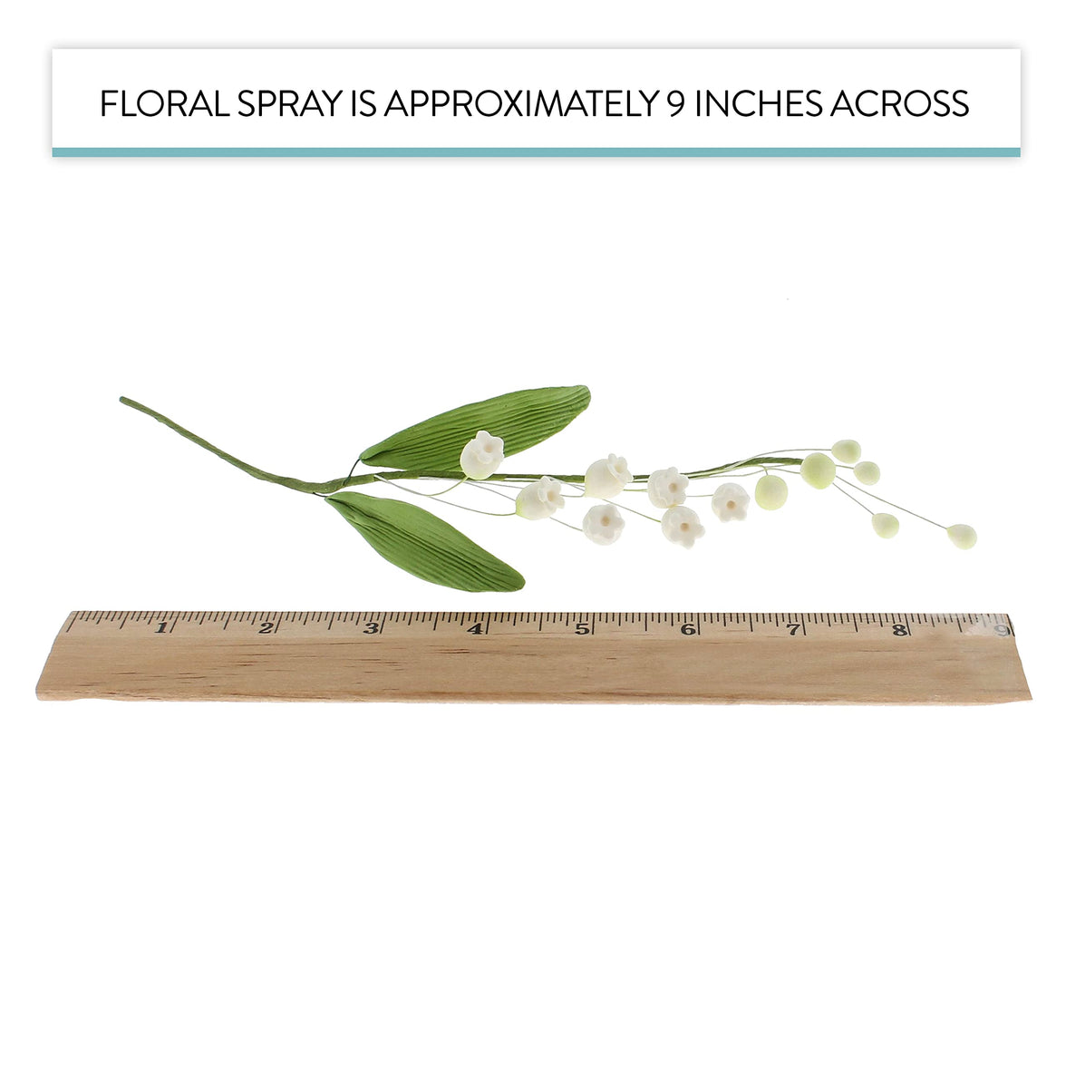 Lily of the Valley Sugar Cake Flower Spray with Leaves, by Global Sugar Art, White