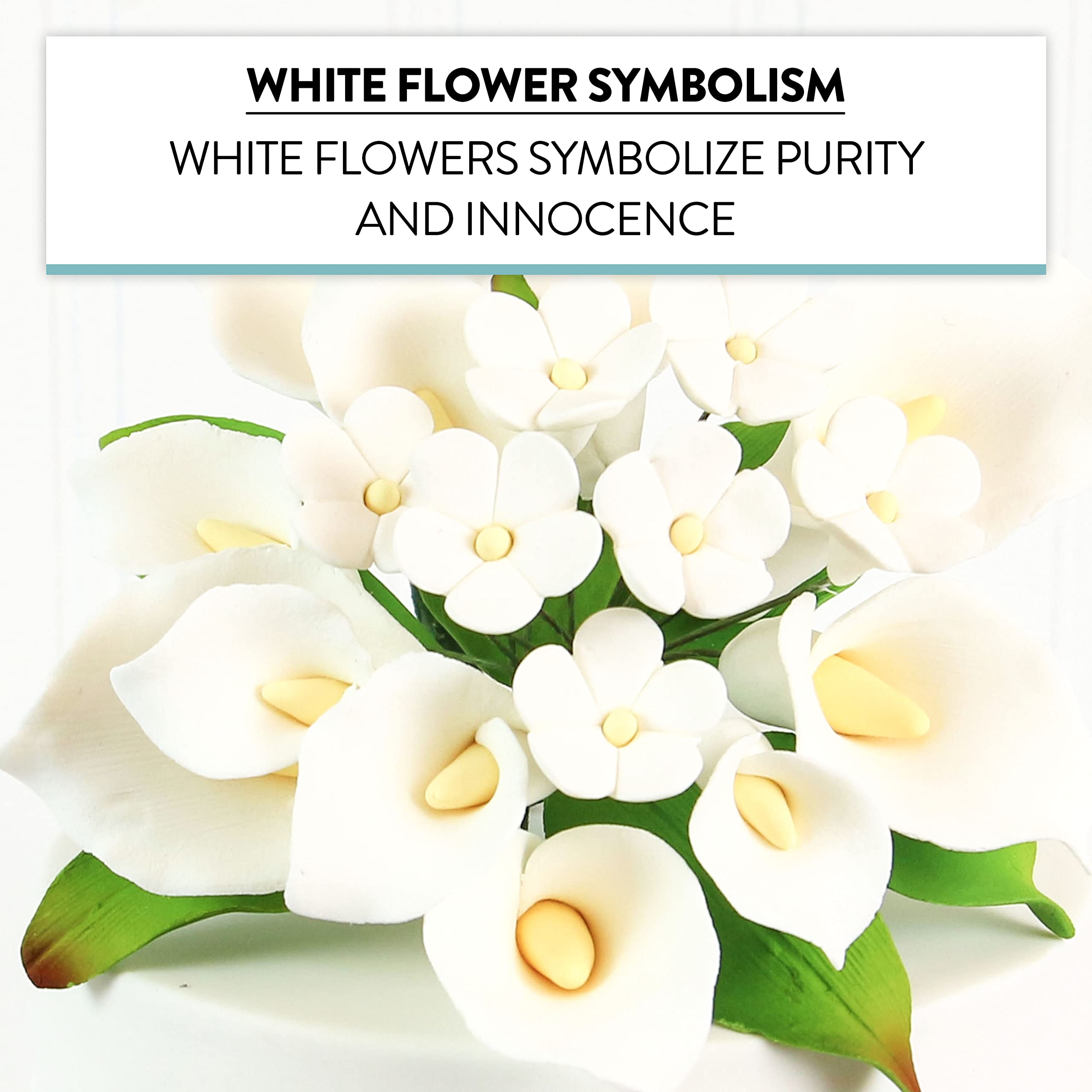 Wedding Cake Topper, White Calla Lily and Blossom Bouquet, by Global Sugar Art