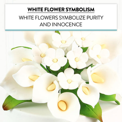 White Calla Lily and Blossom Bouquet for Wedding Cakes, 1 Count
